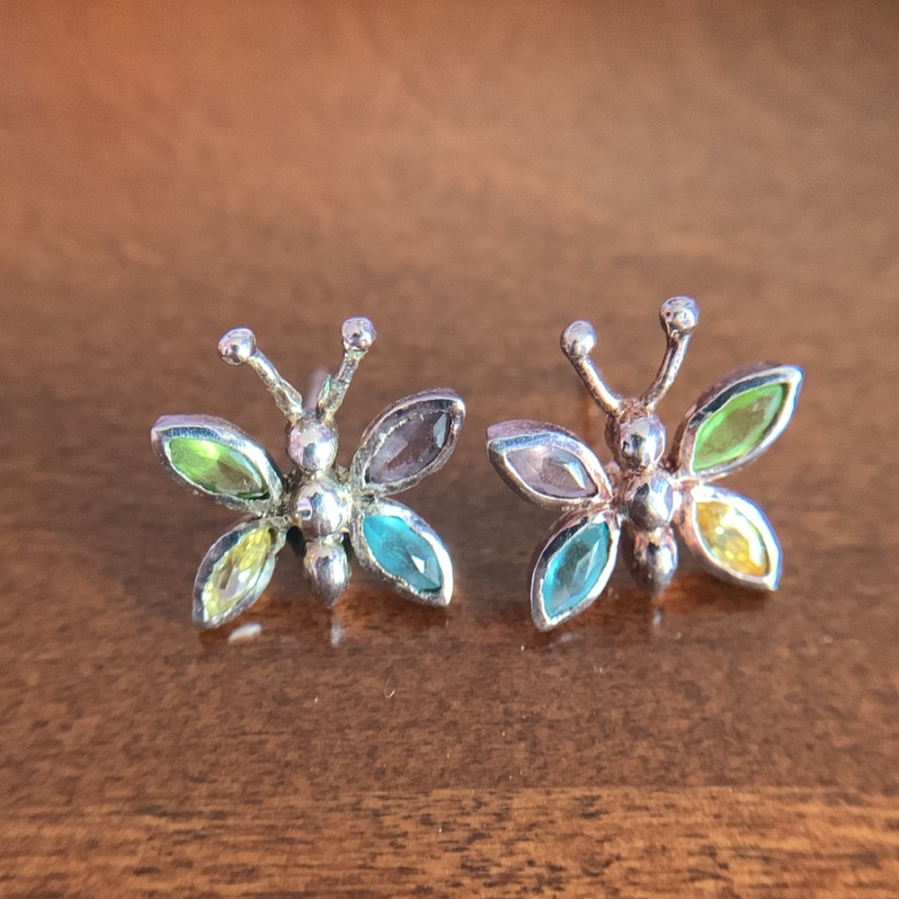Butterfly gem/crystal earrings